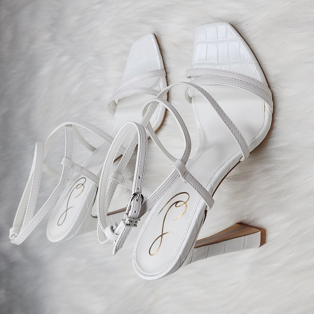 Sam Edelman Lela Strappy High Heels White Leather New In Box - Picture 10 of 17